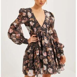 Bardot Reign Floral Long Sleeve Minidress Size S Fall Homecoming Party Wedding